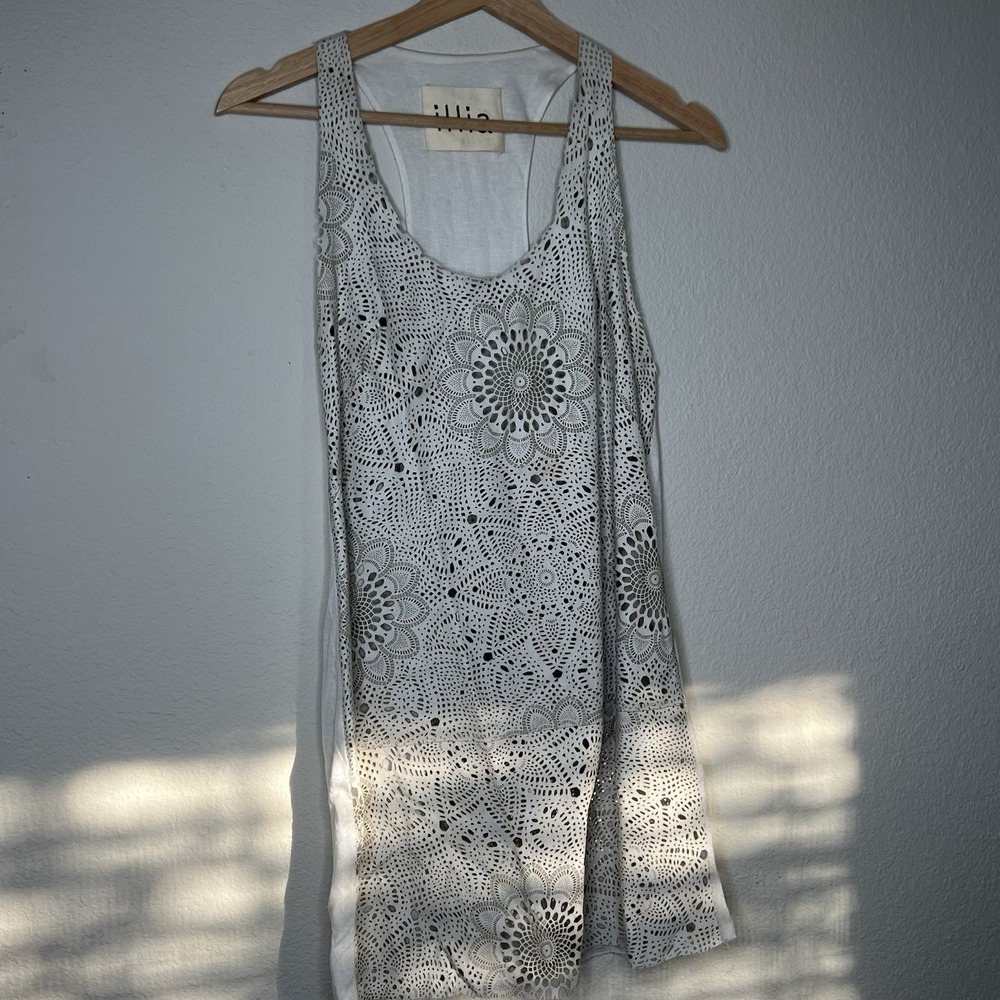 Illia white perforated leather sleeveless dress Small‎ Size 6 Beach Travel Boho